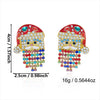 Women's Festive Santa Hat Rhinestone Tassel Drop Earrings Electroplated Alloy Holiday Party Jewelry