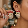 Women's Festive Santa Hat Rhinestone Tassel Drop Earrings Electroplated Alloy Holiday Party Jewelry