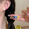 Women's Fivepiece Set Of Small And Cute Cartoon Resin Earrings With Heart And Star Patterns 925 Silver Needle Polished Design