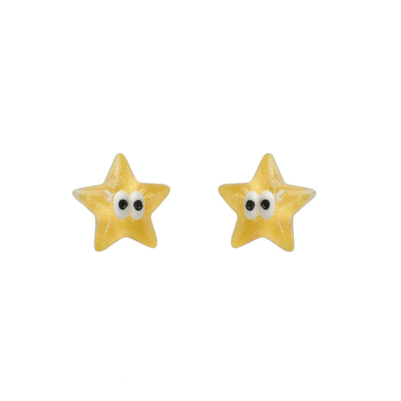Women's Fivepiece Set Of Small And Cute Cartoon Resin Earrings With Heart And Star Patterns 925 Silver Needle Polished Design