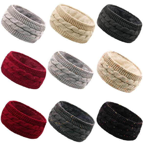 Women's Fleecelined Knitted Winter Headband Warm Ear Warmer Sports Hair Accessory
