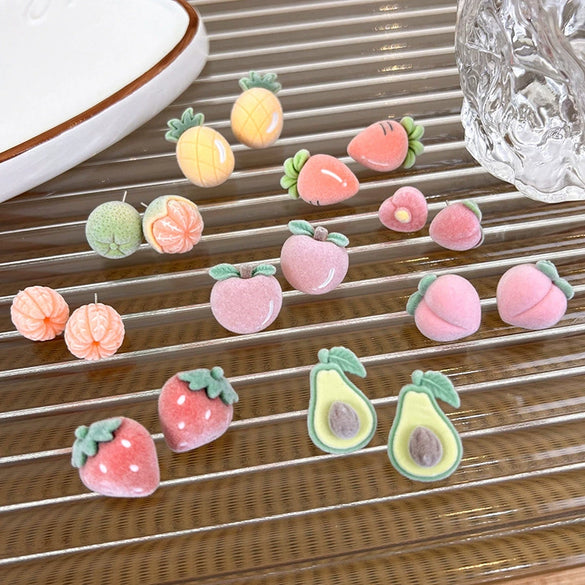 Women's Flocking Fruit Plastic Resin Earrings