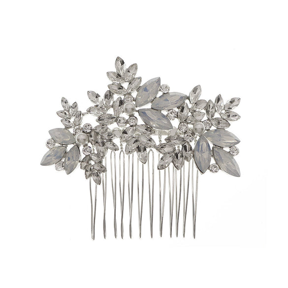 Women's Floral Alloy Rhinestone And Pearl Hair Comb Bohemian Bridal Hair Accessory