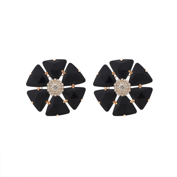 Women's Floral Artificial Crystal Earrings Set With Diamonds