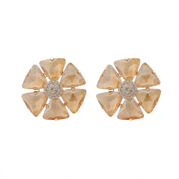 Women's Floral Artificial Crystal Earrings Set With Diamonds