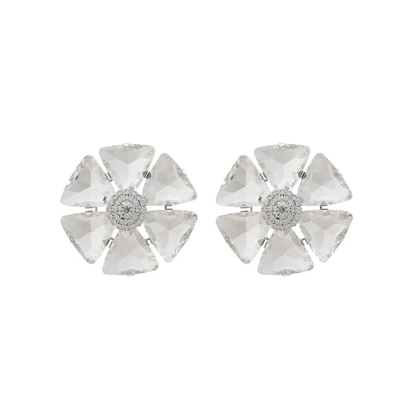 Women's Floral Artificial Crystal Earrings Set With Diamonds