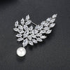 Women’s Floral Copper Brooch With Pearl And Zircon Inlay Electroplated Simple Elegant Corsage Jewelry Gift Accessory