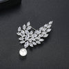 Women’s Floral Copper Brooch With Pearl And Zircon Inlay Electroplated Simple Elegant Corsage Jewelry Gift Accessory