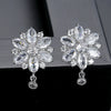 Women's Floral Copper Zircon Earrings With Electroplated Finish Elegant Fashion Statement Jewelry