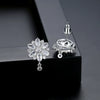 Women's Floral Copper Zircon Earrings With Electroplated Finish Elegant Fashion Statement Jewelry