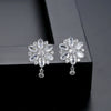 Women's Floral Copper Zircon Earrings With Electroplated Finish Elegant Fashion Statement Jewelry