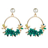 Women's Floral Crystal Earrings With Alloy Flower Design And Soft Clay Pearl Detail