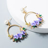 Women's Floral Crystal Earrings With Alloy Flower Design And Soft Clay Pearl Detail