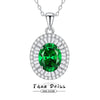 Women's Floral Emerald Diamond Pendant Necklace S925 Sterling Silver Geometric Style Cross Chain
