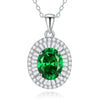Women's Floral Emerald Diamond Pendant Necklace S925 Sterling Silver Geometric Style Cross Chain