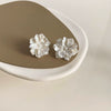 Women’s Floral Flower Earrings With Plastic And Resin Construction And Electroplated Finish
