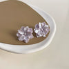 Women’s Floral Flower Earrings With Plastic And Resin Construction And Electroplated Finish