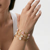 Women's Floral Geometric Stainless Steel Bracelet With 18K Gold Vacuum Plating And Zircon Inlay
