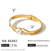 Women's Floral Geometric Stainless Steel Bracelet With 18K Gold Vacuum Plating And Zircon Inlay