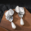 Women's Floral Pearl Earrings Geometric Metal Jewelry With Real Gold Plating And Minimalist Design
