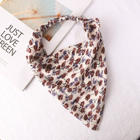 Women's Floral Plaid Geometric Chiffon Fabric Hair Band Triangle Turban Headband Fashion Hair Accessory