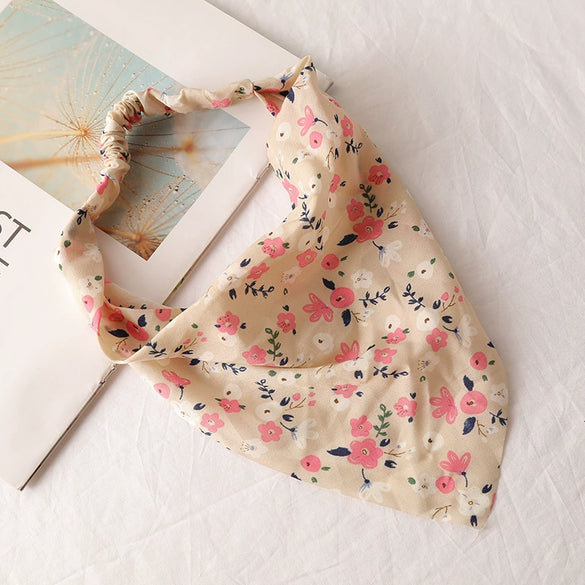 Women's Floral Plaid Geometric Chiffon Fabric Hair Band Triangle Turban Headband Fashion Hair Accessory