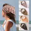 Women's Floral Plaid Geometric Chiffon Fabric Hair Band Triangle Turban Headband Fashion Hair Accessory