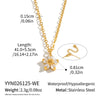 Women’s Floral Zircon Pendant Necklace With Vacuum Gold Plated Stainless Steel Chain Lobster Clasp And Extension Chain