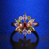 Women's Floral Zircon Ring With Colorful Crystal Inlay Pastoral Style Flower Design