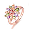 Women's Floral Zircon Ring With Colorful Crystal Inlay Pastoral Style Flower Design