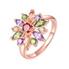 Women's Floral Zircon Ring With Colorful Crystal Inlay Pastoral Style Flower Design