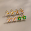 Women's Floral Zircon Stud Earrings With Stainless Steel Posts And Pvd Vacuum Gold Plated Finish
