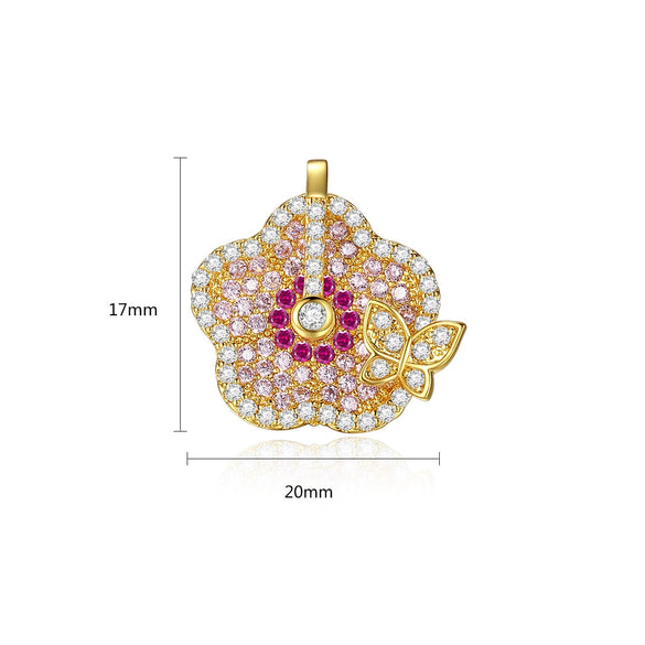 Women's Flower And Butterfly Earrings With Colorful Zircon Accents Electroplated Copper Fashion Jewelry