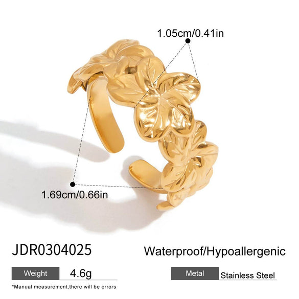 Women's Flower Geometric Stainless Steel Ring With Electroplating Nonfading Jewelry