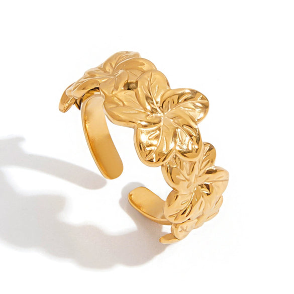 Women's Flower Geometric Stainless Steel Ring With Electroplating Nonfading Jewelry