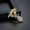 Women's Flower Pearl Brooch Copper Electroplated Floral Corsage Pin With Zircon Inlay Fashion Clothing Accessory