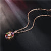 Women's Flower Shaped Colorful Fairy Flower Necklace Made Of Environmentally Friendly Copper Goldplated With Zircon Pendant