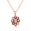 Women's Flower Shaped Colorful Fairy Flower Necklace Made Of Environmentally Friendly Copper Goldplated With Zircon Pendant