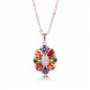 Women's Flower Shaped Colorful Fairy Flower Necklace Made Of Environmentally Friendly Copper Goldplated With Zircon Pendant