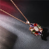 Women's Flower Shaped Colorful Fairy Flower Necklace Made Of Environmentally Friendly Copper Goldplated With Zircon Pendant