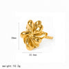 Women's Flower Shaped Stainless Steel Earrings And Ring Jewelry Set With Geometric Design And Pvd Vacuum Gold Plated Finish