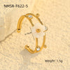 Women's Flower White Butterfly Shell Inlaid Zircon Light Luxury Style Stainless Steel Ring With Electroplating