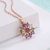 Women's Flower Zircon Pendant Necklace With Snake Bone Chain In Environmentally Friendly Copper Elegant Clavicle Necklace