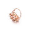 Women's Flower Zircon Ring Colorful Stone Wedding Ring With Gold Tone Finish Floral Design