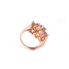 Women's Flower Zircon Ring Colorful Stone Wedding Ring With Gold Tone Finish Floral Design