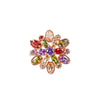 Women's Flower Zircon Ring Colorful Stone Wedding Ring With Gold Tone Finish Floral Design