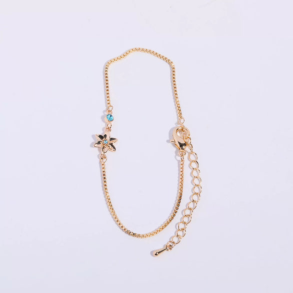 Women's Flower Zodiac Peanut Pendant Bracelet Copper Titanium Steel Zircon Birthstone