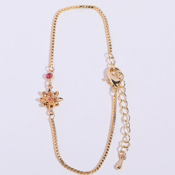 Women's Flower Zodiac Peanut Pendant Bracelet Copper Titanium Steel Zircon Birthstone