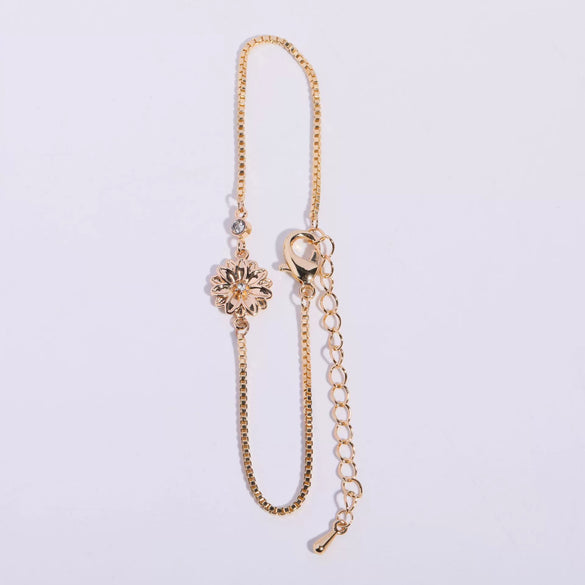 Women's Flower Zodiac Peanut Pendant Bracelet Copper Titanium Steel Zircon Birthstone