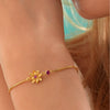 Women's Flower Zodiac Peanut Pendant Bracelet Copper Titanium Steel Zircon Birthstone